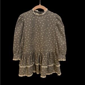 Vintage Cottagecore Drop Waist Ditsy Floral Dress